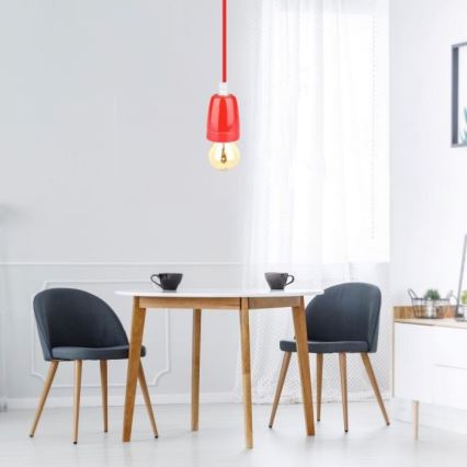 Cavo di alimentazione 1xE27/60W/230V rosso/porcellana