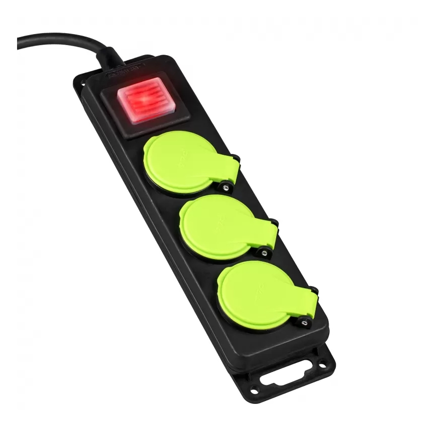 Cavo di prolunga 10 m con interruttore e 3 prese, protezione IP44
