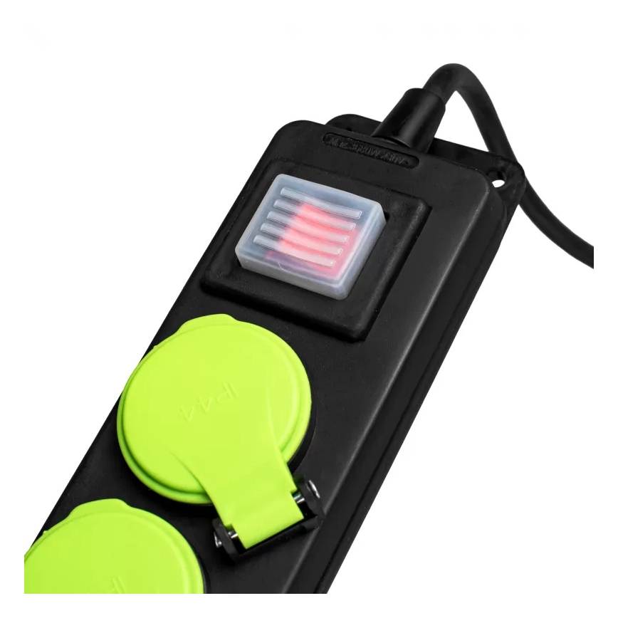 Cavo di prolunga 10 m con interruttore e 3 prese, protezione IP44