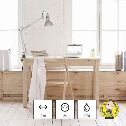 Cavo di prolunga con 2 prese + 2x USB-A + USB-C, 1,4 m