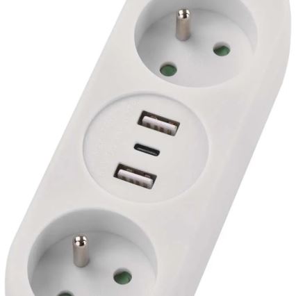 Cavo di prolunga con 2 prese + 2x USB-A + USB-C, 1,4 m