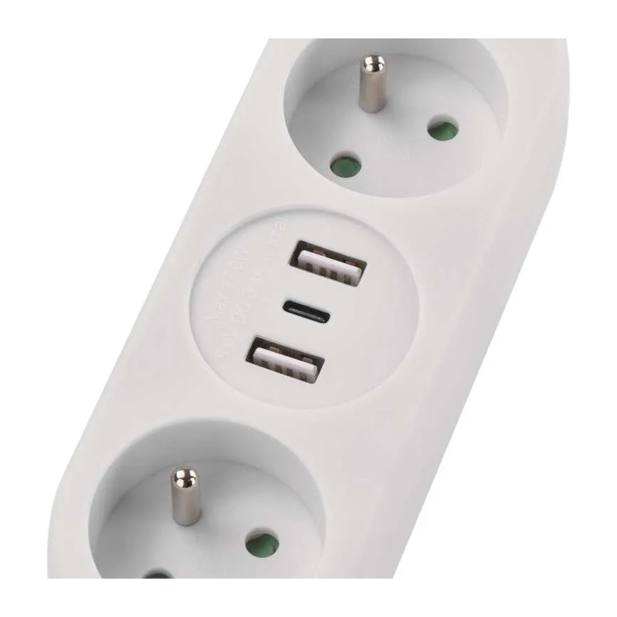 Cavo di prolunga con 2 prese + 2x USB-A + USB-C, 1,4 m