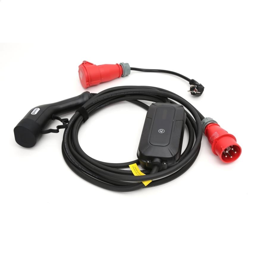 Stazione di ricarica da viaggio per auto elettriche EV/PHEV AC Tipo 2 16A/400V 22kW IP55 7m + adattatore 230V 3,7kW + custodia