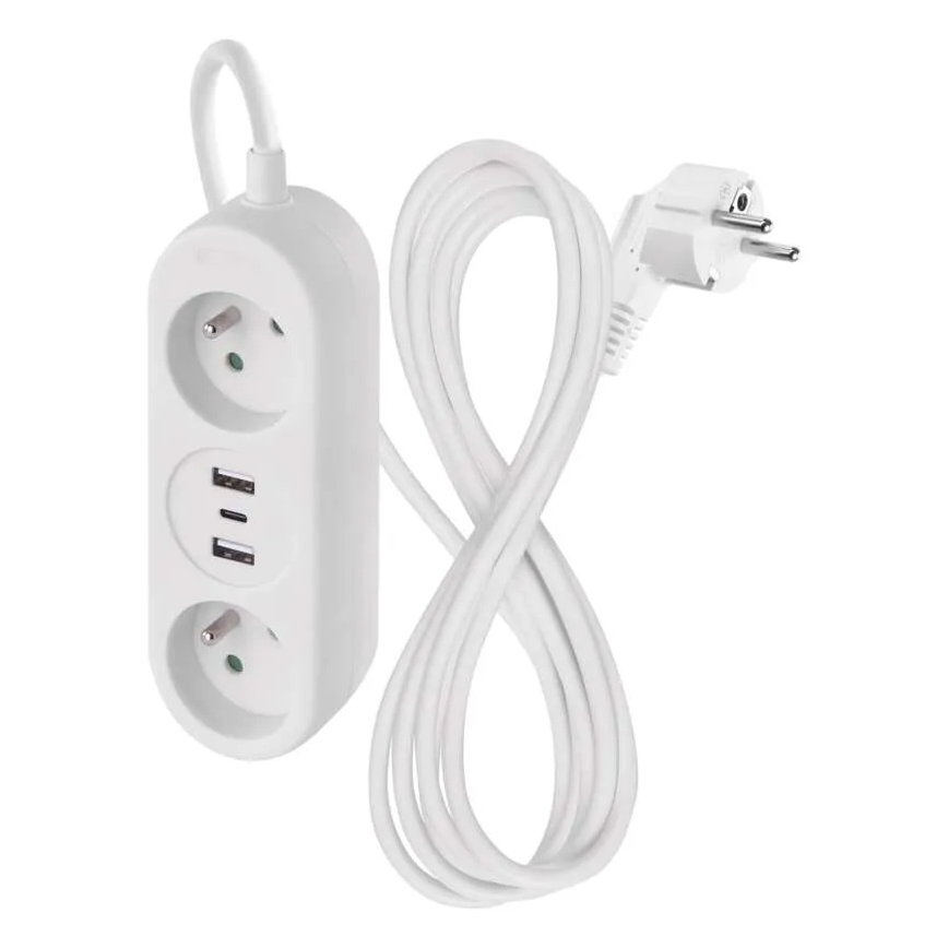 Cavo prolunga 2 prese + 2x USB-A + USB-C 1,4 m