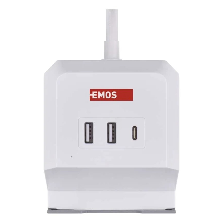 Cavo prolunga a cubo con ricarica wireless QI 2Z + 2x USB-A + 1x USB-C 2m bianco