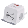 Cavo prolunga a cubo con ricarica wireless QI 2Z + 2x USB-A + 1x USB-C 2m bianco