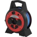 Cavo prolunga su avvolgitore 3 prese 20m rosso/nero IP44