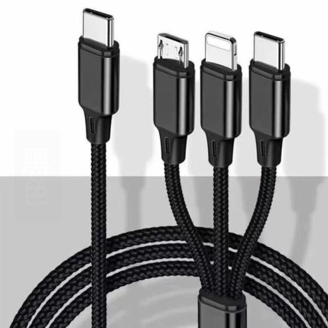 Cavo USB Lightning / MicroUSB / USB-C 1m nero