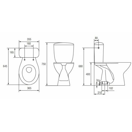Cersanit K08-029 - WC a pavimento con tavoletta PRESIDENT ceramiche/bianco