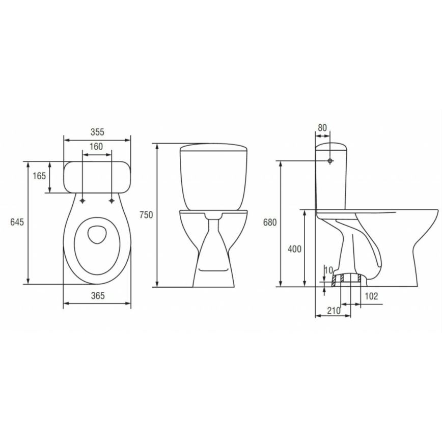 Cersanit K08-029 - WC a pavimento con tavoletta PRESIDENT ceramiche/bianco