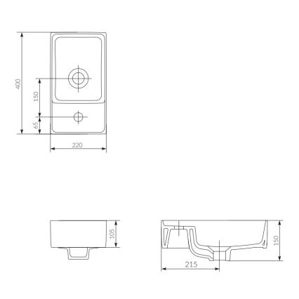 Cersanit K114-004 - Lavandino da appoggio CREA 22x40 cm ceramiche/bianco lucido