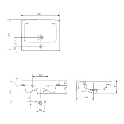 Cersanit K114-005 - Lavandino incassato CREA 40x50,5 cm ceramiche/bianco lucido