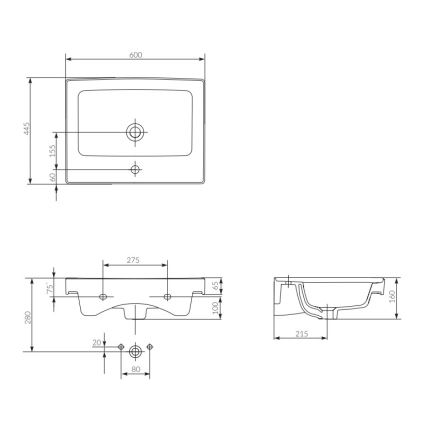 Cersanit K114-006 - Lavabo da incasso CREA 44,5x60 cm ceramica/bianco lucido