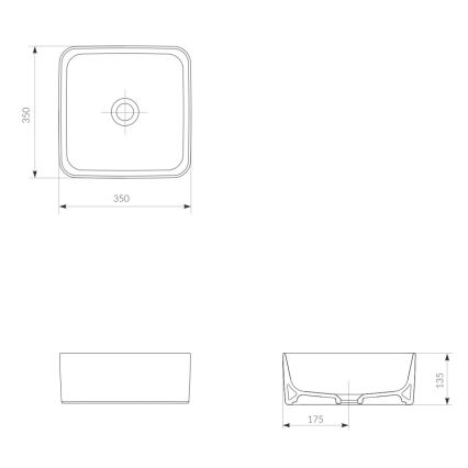 Cersanit K114-007-ECO - Lavabo da appoggio CREA 35x35 cm, in ceramica, bianco lucido