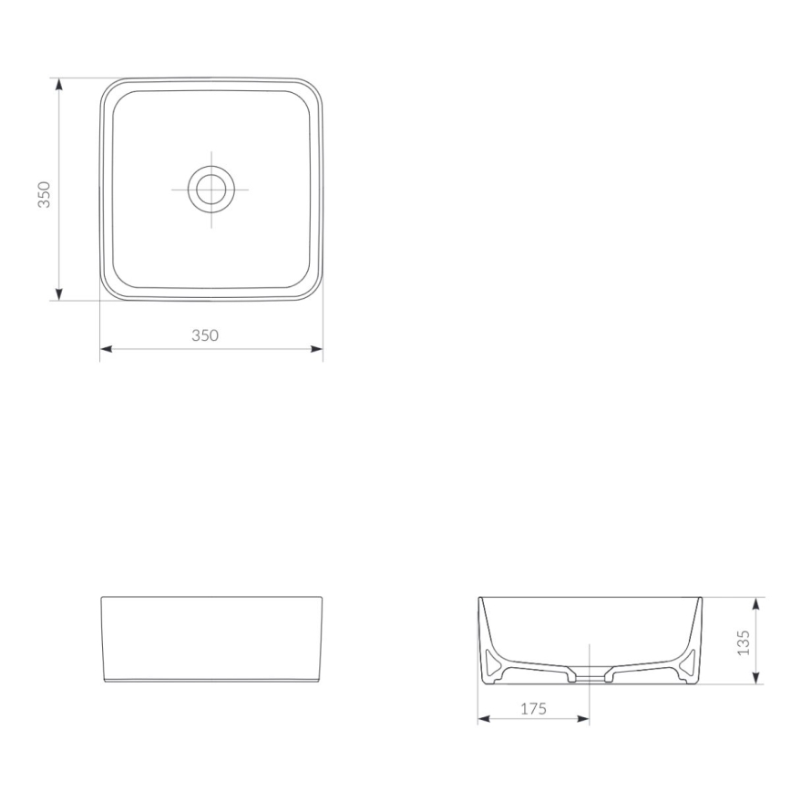 Cersanit K114-007-ECO - Lavabo da appoggio CREA 35x35 cm, in ceramica, bianco lucido
