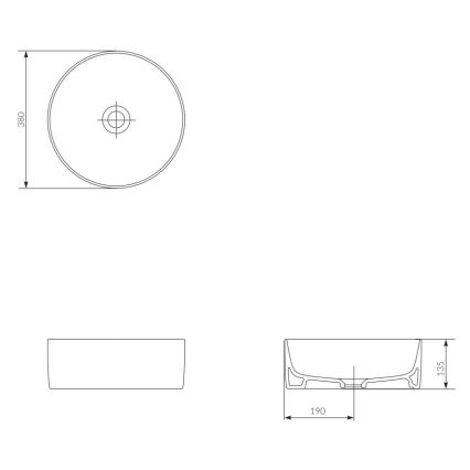 Cersanit K114-020 - Lavandino da appoggio CREA diametro 38 cm ceramiche/bianco lucido