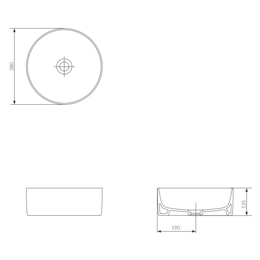 Cersanit K114-020 - Lavandino da appoggio CREA diametro 38 cm ceramiche/bianco lucido