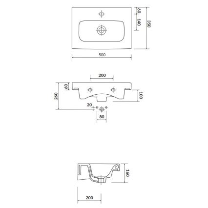 Cersanit K116-008 - Lavabo incasso MODUO SLIM 35x50 cm ceramica/bianco lucido