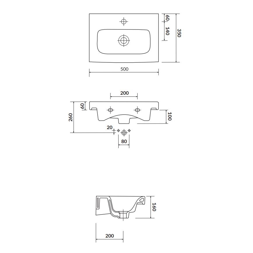 Cersanit K116-008 - Lavabo incasso MODUO SLIM 35x50 cm ceramica/bianco lucido