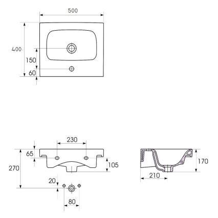 Cersanit K116-009 - Lavabo da appoggio/sospeso MODUO 40x50 cm ceramica/bianco lucido