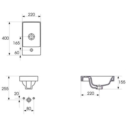 Cersanit K116-016 - Lavabo da incasso MODUO 22x40 cm ceramica/bianco lucido