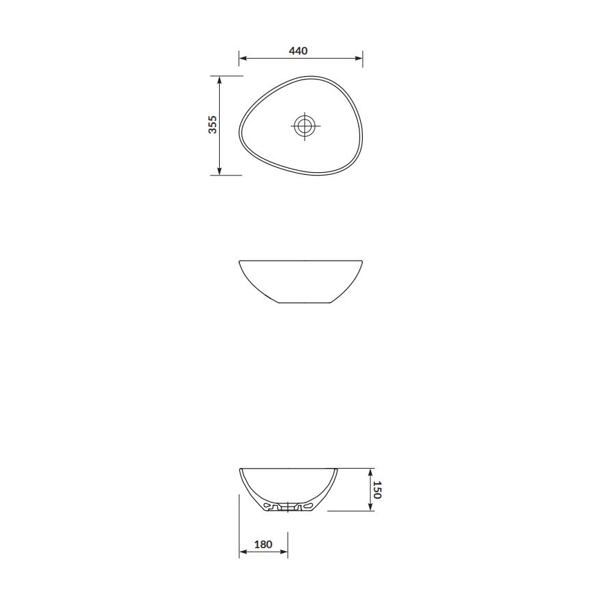 Cersanit K116-051 - Lavandino da appoggio MODUO 35,5x44 cm ceramiche/bianco lucido
