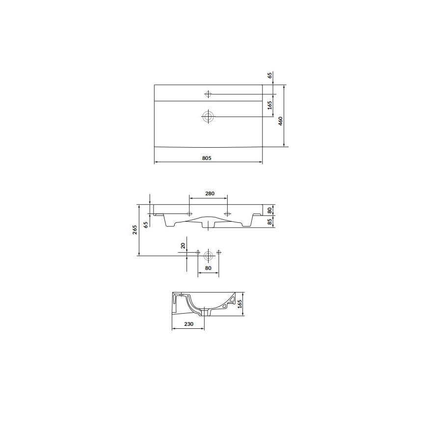 Cersanit K120-010 - Lavabo da incasso LARGA 46x80,5 cm ceramica/bianco lucido