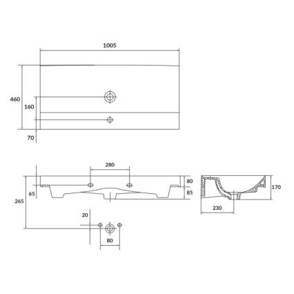 Cersanit K120-011 - Lavabo da incasso LARGA 46x100 cm ceramica/bianco lucido