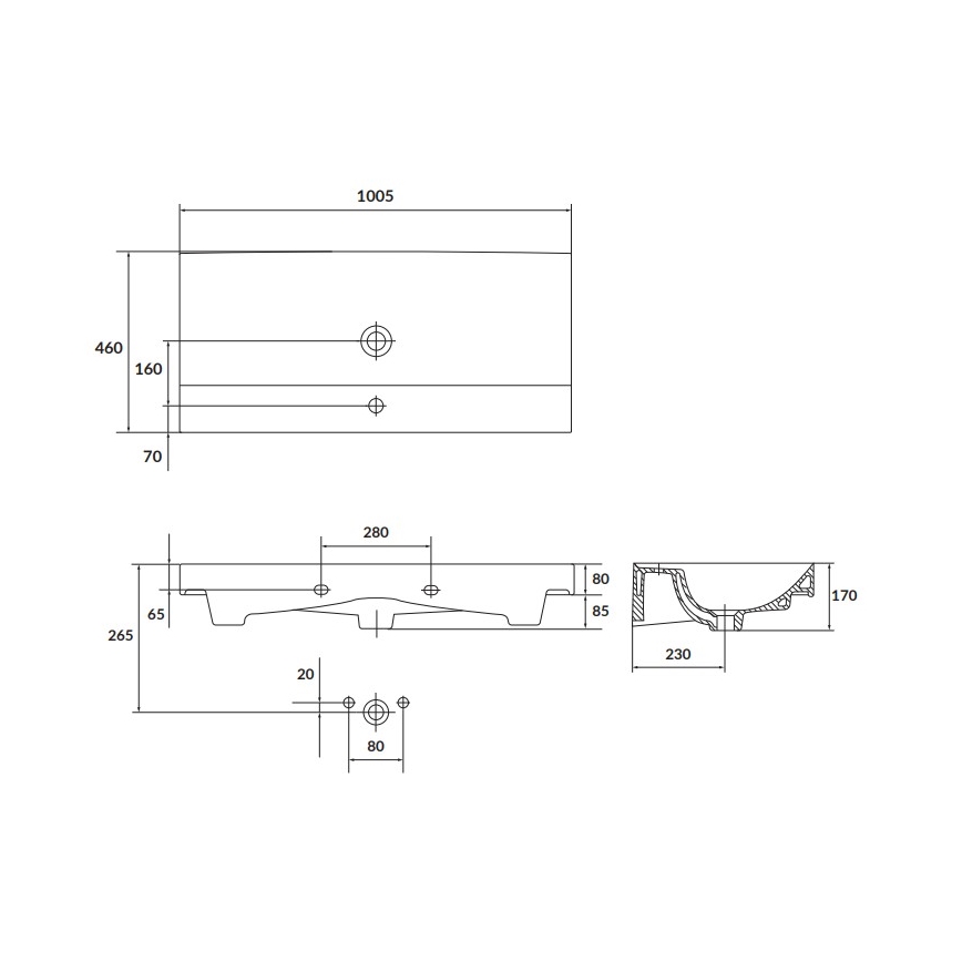 Cersanit K120-011 - Lavabo da incasso LARGA 46x100 cm ceramica/bianco lucido
