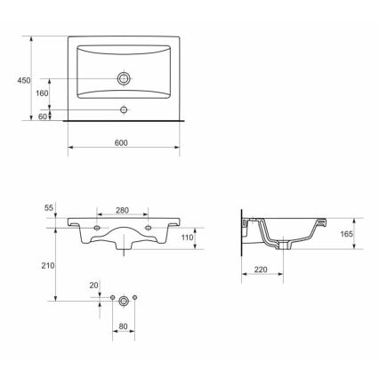 Cersanit K32-003-ECO - Lavabo da appoggio/sospeso COMO 45x60 cm ceramica/bianco lucido