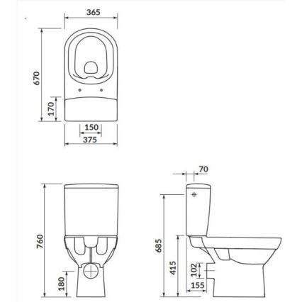 Cersanit K35-037 - WC a pavimento con tavoletta CITY ceramiche/bianco