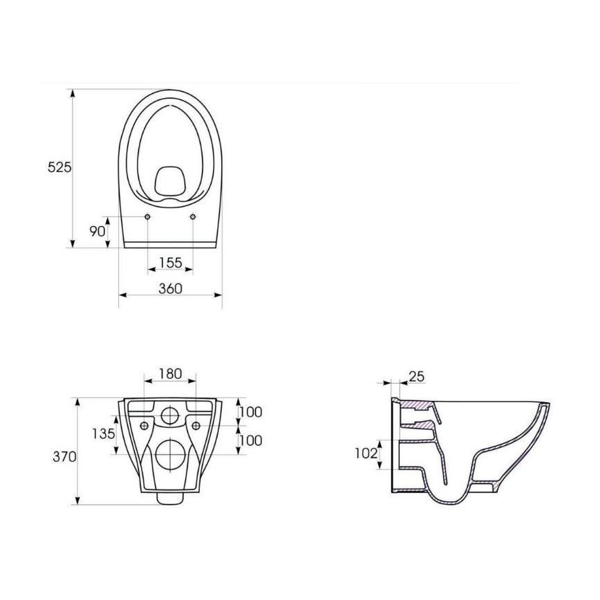 Cersanit K701-147 - WC sospeso con sedile SAVIO ceramica/bianco