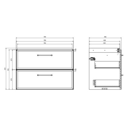 Cersanit S1017-003 - Mobile sottolavabo sospeso MILLE 80x55x45 cm nero