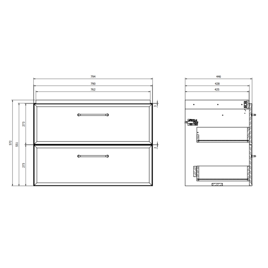 Cersanit S1017-003 - Mobile sottolavabo sospeso MILLE 80x55x45 cm nero