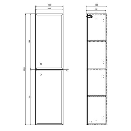 Cersanit S1021-010 - Mobile bagno sospeso MILLE 40x160x30 cm, bianco opaco