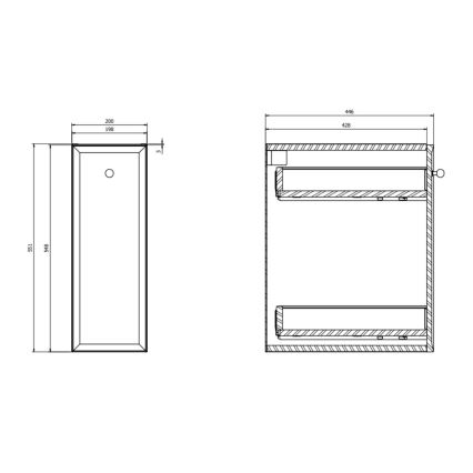 Cersanit S1022-006 - Pensile da bagno sospeso MILLE 20x45 cm bianco opaco
