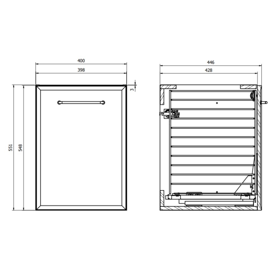 Cersanit S1022-010 - Mobile bagno sospeso con cesto porta biancheria MILLE 40x55x45 cm menta