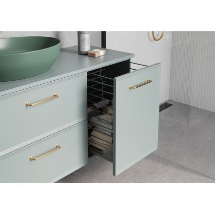 Cersanit S1022-010 - Mobile bagno sospeso con cesto porta biancheria MILLE 40x45 cm verde menta