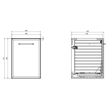 Cersanit S1022-012 - Mobile bagno sospeso con cesto porta biancheria MILLE 40x55x45 cm nero