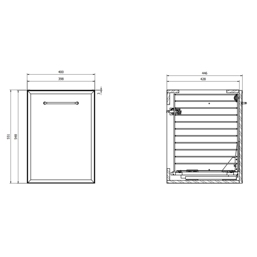 Cersanit S1022-012 - Mobile bagno sospeso con cesto porta biancheria MILLE 40x55x45 cm nero