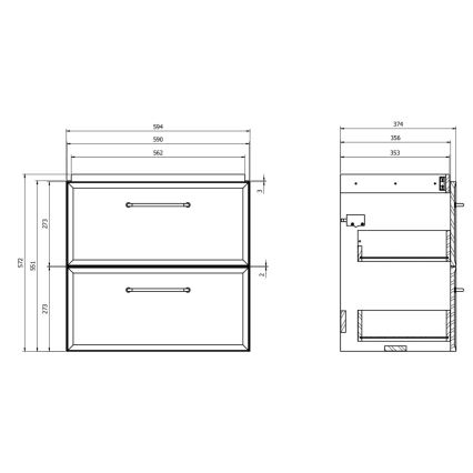 Cersanit S590-100 - Mobile sottolavabo sospeso MILLE SLIM 60x38 cm nero