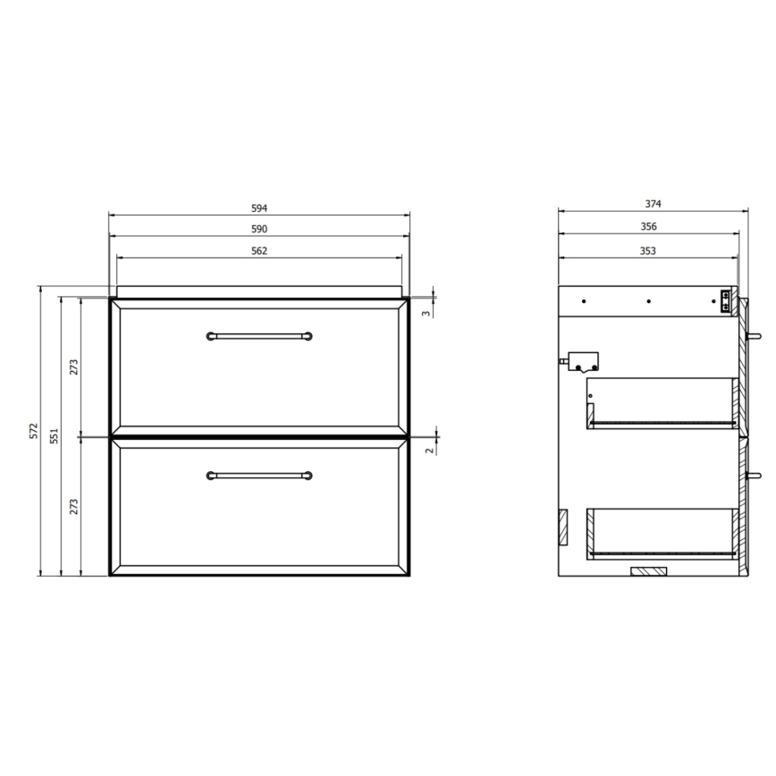 Cersanit S590-100 - Mobile sottolavabo sospeso MILLE SLIM 60x38 cm nero