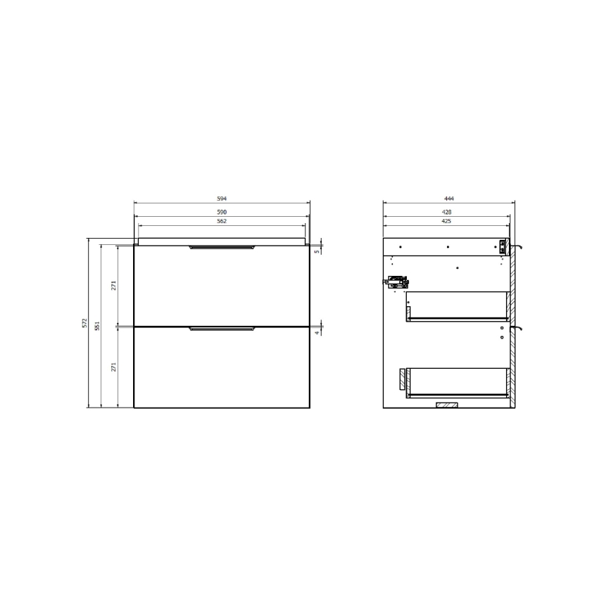 Cersanit S598-046-DSM - Mobile bagno sospeso sottolavabo MALIKA 60x45 cm bianco