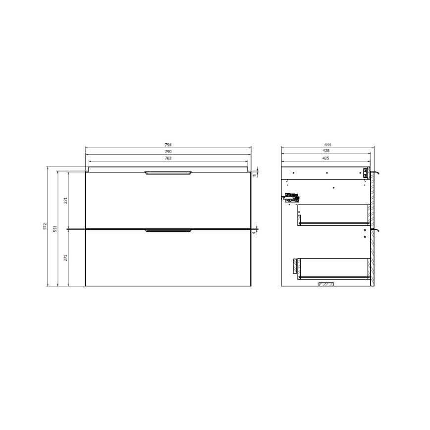 Cersanit S598-048-DSM - Mobile sottolavabo sospeso MALIKA 80x45 cm bianco