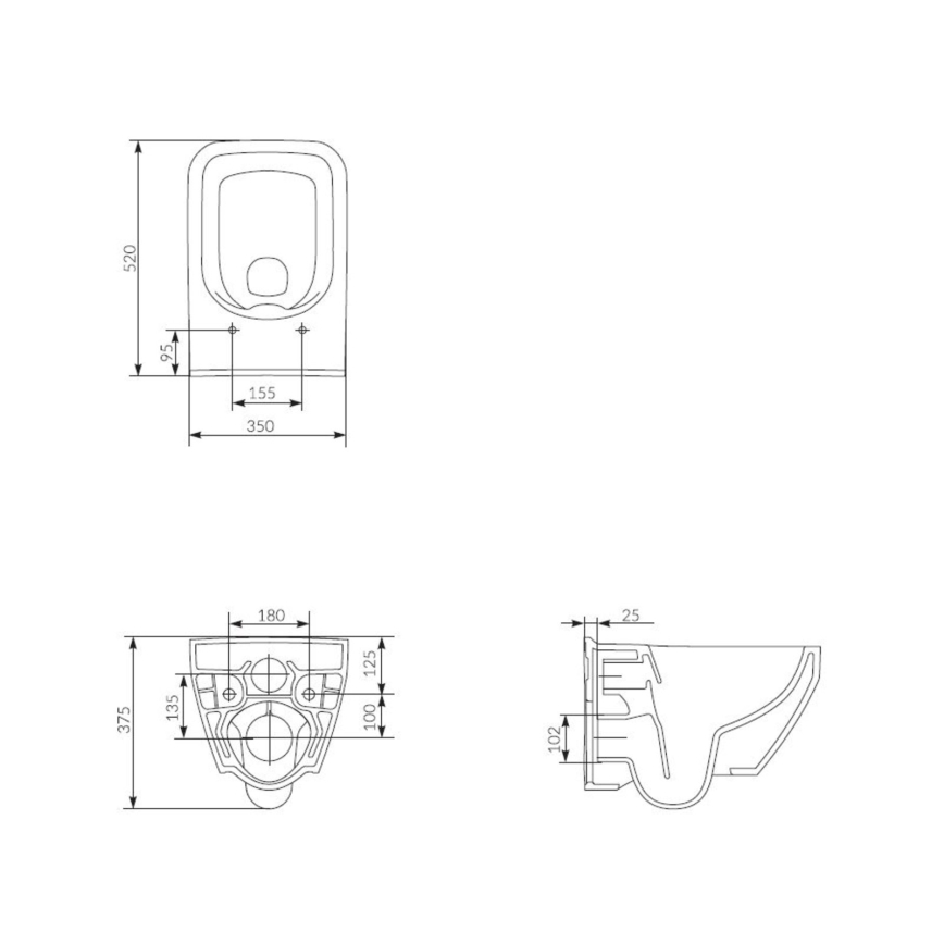 Cersanit S701-213-ECO - WC sospeso CREA con sedile, ceramica/bianco