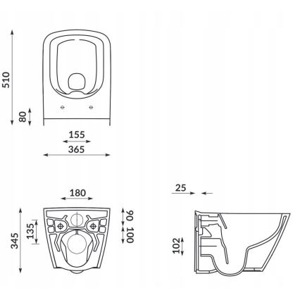 Cersanit S701-405-ECO - WC sospeso con sedile CITY, ceramica/bianco