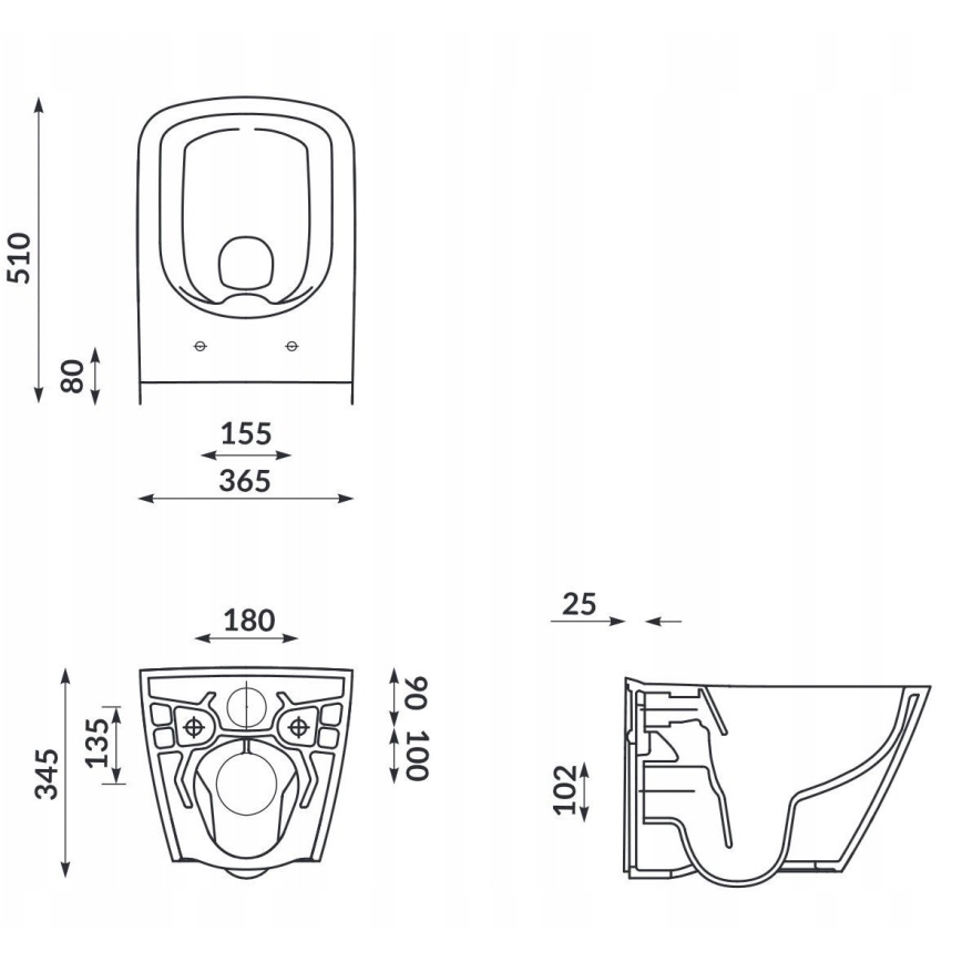 Cersanit S701-405-ECO - WC sospeso con sedile CITY, ceramica/bianco
