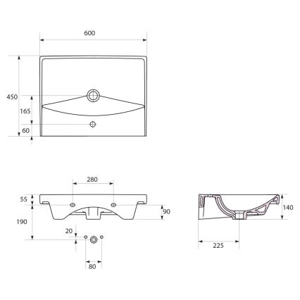 Cersanit S801-142-DSM - Mobile bagno sospeso con lavabo ELODY PLUS 60 bianco