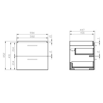 Cersanit S801-142-DSM - Mobile sospeso per bagno con lavabo LARA CITY 60x45 cm bianco
