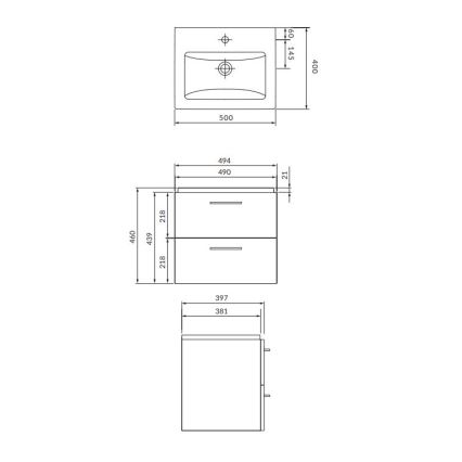 Cersanit S801-146-DSM - Mobile bagno sospeso con lavabo LARA COMO 50x40 cm bianco